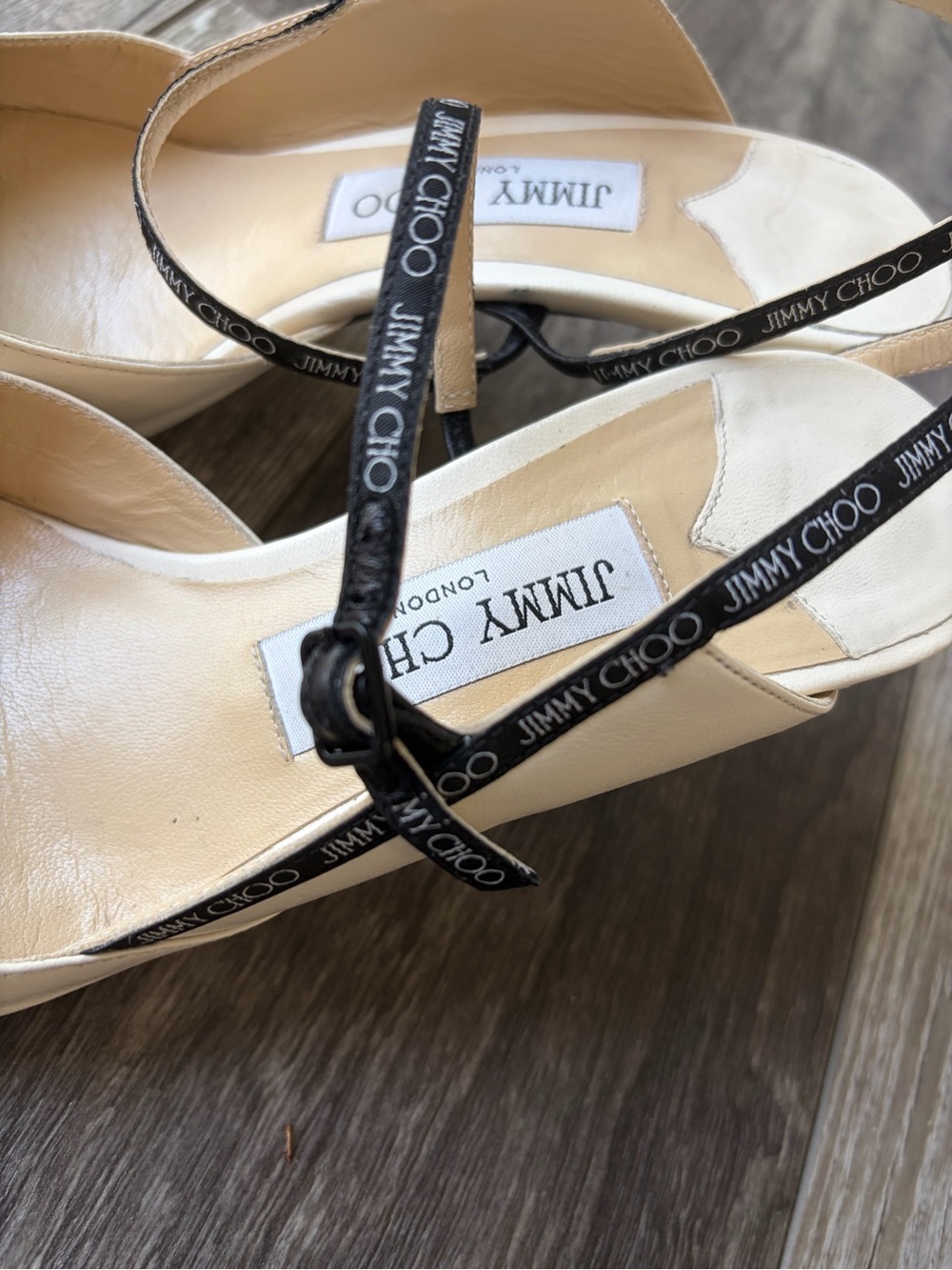 Jimmy Choo Cream Napa leather sling back pointed low heels with duster bag/box - Picture 5 of 10